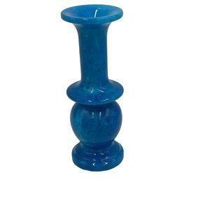 Vintage Solid Natural Blue Stone Bud Vase 6" Tall Teal Vibrant Blue Home Decor